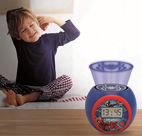 LEXiBOOK Marvel Spider-Man Projector Alarm Clock with Snooze and Night Light