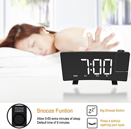 EternaHora Projection Alarm Clock with Radio and USB Charging