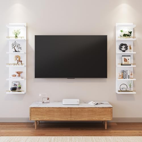 REIBII 6 Tier Wall Shelf with LED Light