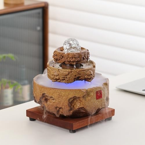 Yellow Ceramic Indoor Fountain Meditation Decor