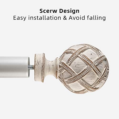 Adjustable Single Curtain Rod 1 Inch Diameter Weathered White