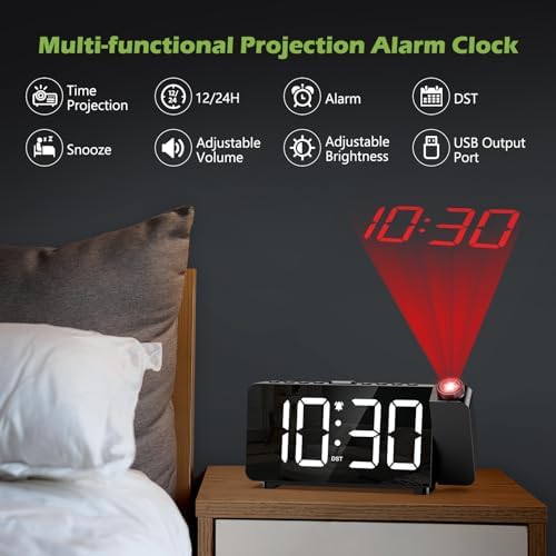 KeeKit Projection Alarm Clock with Rotatable Display