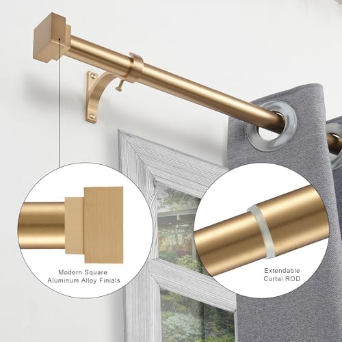 YuMierle Single Curtain Rods 72-144 Inch Warm Gold