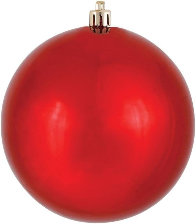 Vickerman 4 Inch Red Shiny Ball Ornament 6 Pack