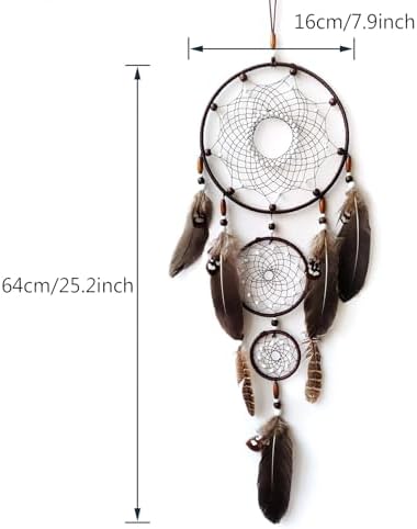 Brown Dream Catcher Large Wall Decor Handmade Feathers