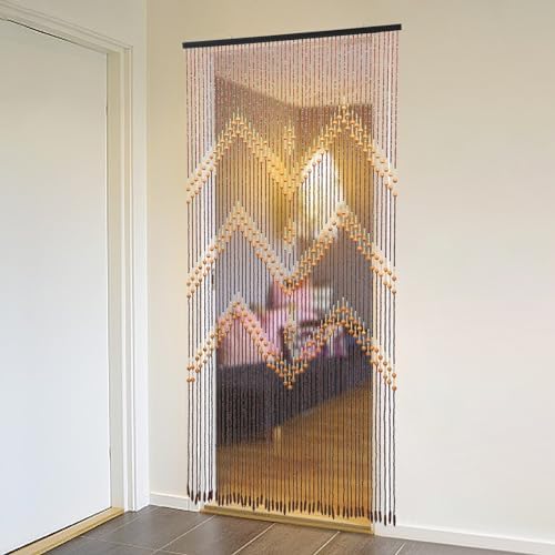 Natural Wood Bamboo Door Beaded Curtain with 52 Beads