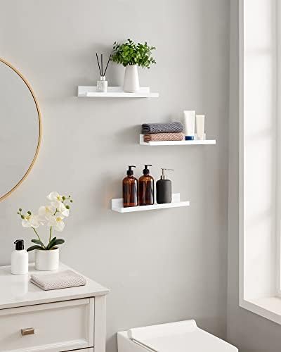 SONGMICS Set of 3 Floating Wall Shelves 15 Inch White