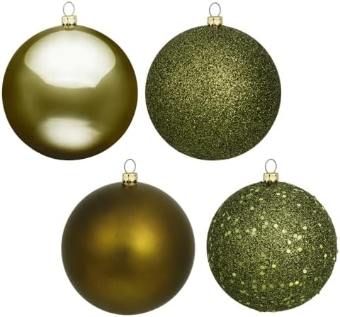 Vickerman Olive 4-Finish Ball Ornament Set 20 per Box
