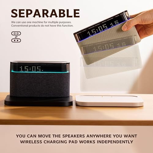 Bluetooth Alarm Clock with Wireless Charging and Night Light
