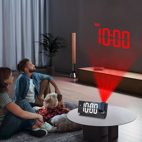 LOFICOPER 78 Inch Projection Alarm Clock with Mirror and USB Charging