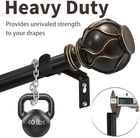 EQURROY Bronze Curtain Rod for Windows 28-48 Inches 23-4ft