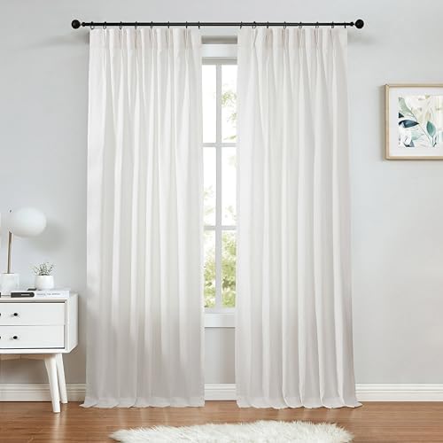 White Pinch Pleated Curtain Panel 34x84x2 for Living Room