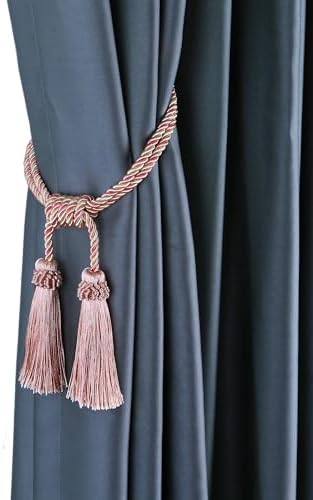 Fenghuangwu Magnetic Curtain Tiebacks Tassel 2 Pack Mix Pink