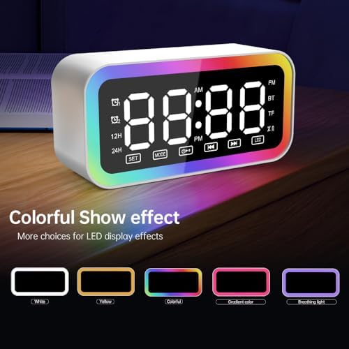 Big Digital Dual Alarm Clock with Bluetooth Speaker and LED Lights