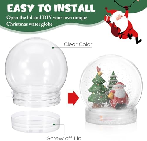 BESTOYARD 10Pcs 3-Inch Plastic Snow Globe DIY Set