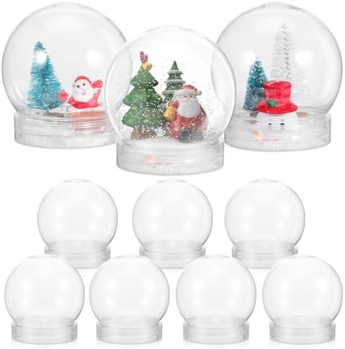 BESTOYARD 10Pcs 3-Inch Plastic Snow Globe DIY Set