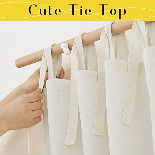 NICETOWN Off White Linen Curtain Panels 84 Inch Tie Top