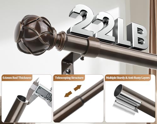 HOTOZON Curtain Rod 32-58 Inch Antique Bronze