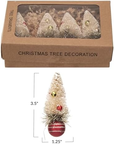 Creative Co Op Sisal Bottle Brush Tree Ornaments Set of 4