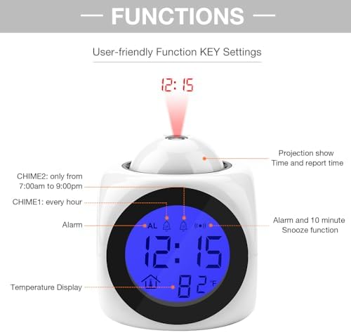 YPFDC Cute Ninja Alarm Clock with Projection and Temperature Display