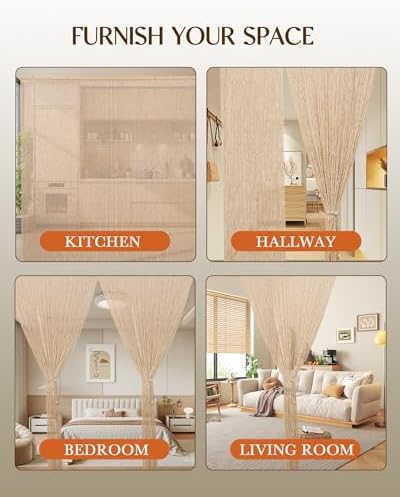 Erfolkerz Bamboo Beaded Curtain 355 x 79 Insect Screen