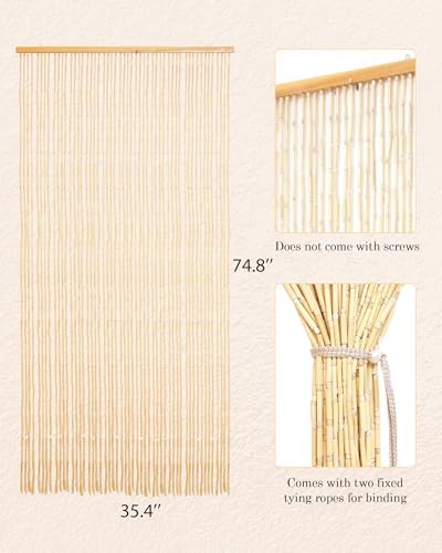 Ezcasch 52 Strands Bamboo Beaded Curtain Door Divider