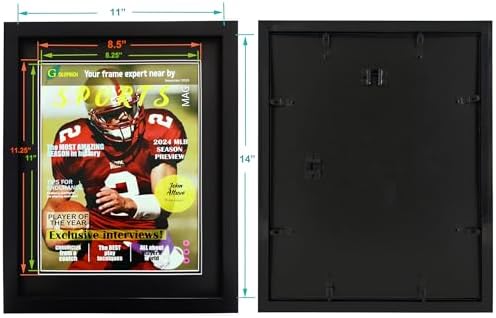 2 Pack Sports Magazine Frame with Black Matting and Hangers