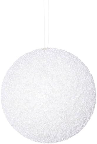 Vickerman White Beaded Ball Christmas Ornament 4 Pack