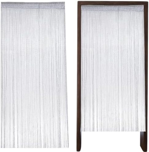 2Pcs String Curtains for Doorways 39x79 Silver Grey Glitter Beaded Panel