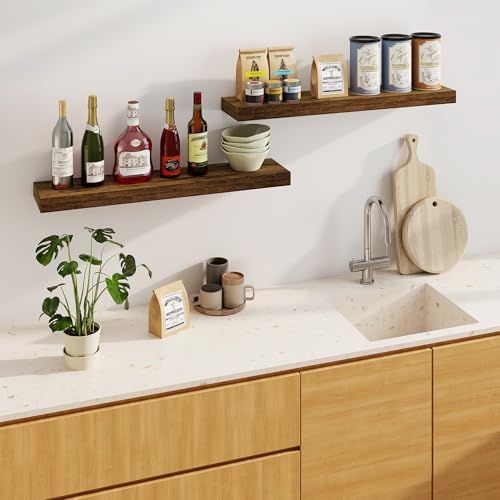 Fun Memories 36 Inch Floating Shelves Set of 2 Brown