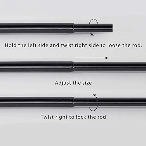 Deco Essential 2 Pack Adjustable Black Curtain Rods 66-120 Inch