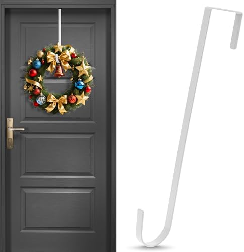 12 Inch Narrow White Wreath Hanger for Front Door