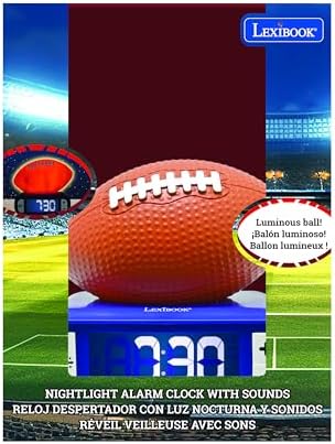 LEXiBOOK American Football Night Light Alarm Clock