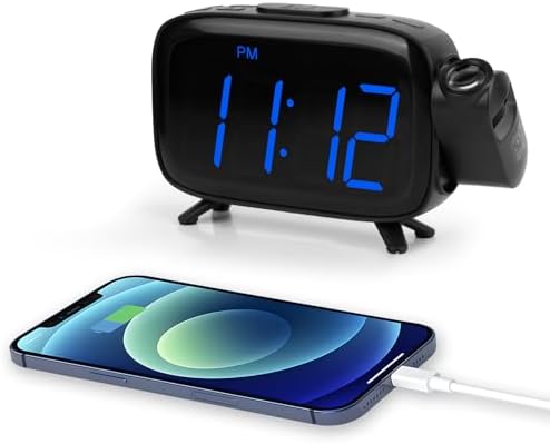 WAIGESEN Digital Projection Alarm Clock with Dual Alarms and FM Radio