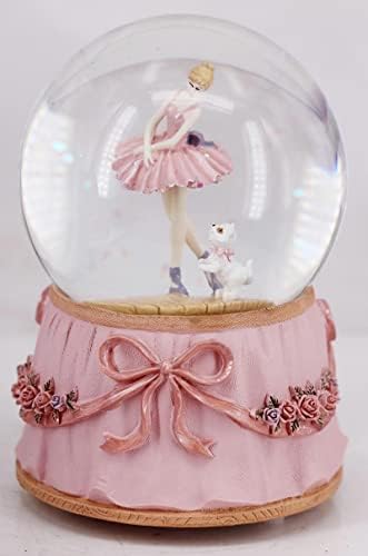 Pink Ballerina Snow Globe with Swan Lake Music