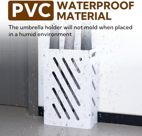 White Rectangle Umbrella Organizer with Drip Tray