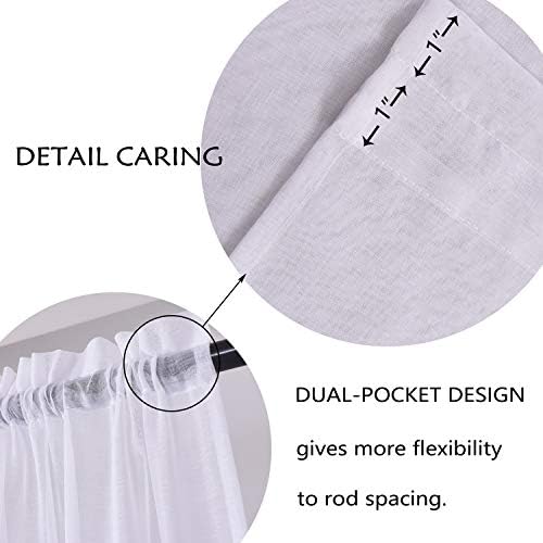 Home Brilliant Sheer Door Curtains 30x40 Inch White Panels with Tieback