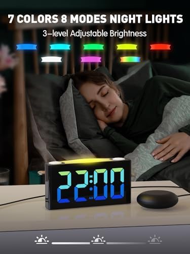PPLEE RGB Vibrating Alarm Clock with Bed Shaker