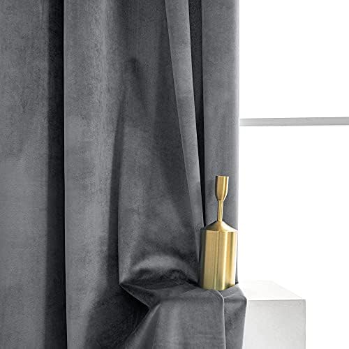 VANASEE Dark Grey Velvet Curtains 84 Inches Long