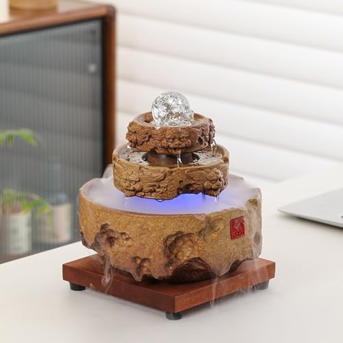 Yellow Ceramic Indoor Fountain Meditation Decor
