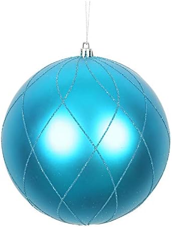 Vickerman 4 Inch Turquoise Matte Glitter Swirl Ball Ornament 4 per Box