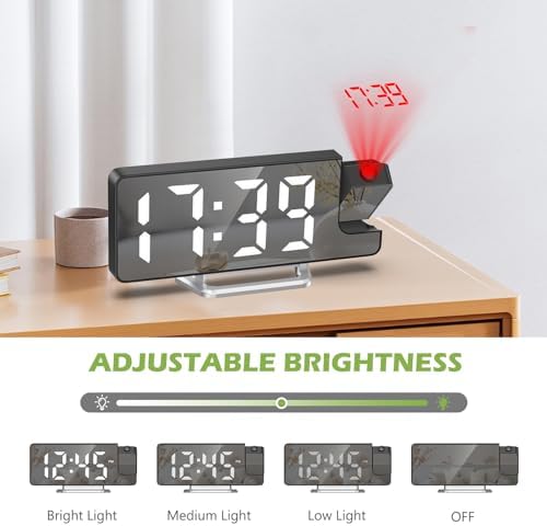 KeeKit LED Projection Alarm Clock with 79in Display