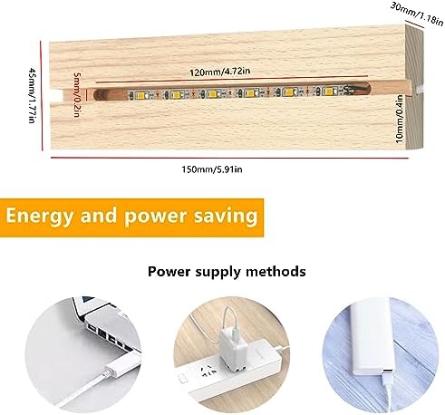 59 Inch Wooden Rectangle LED Light Base Stand