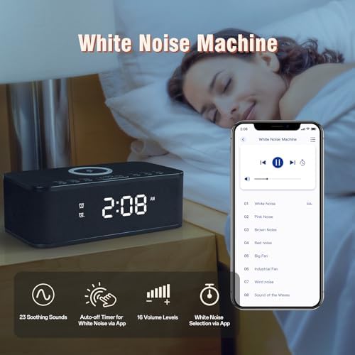 Dual Alarm Clock Radio with Bluetooth and White Noise