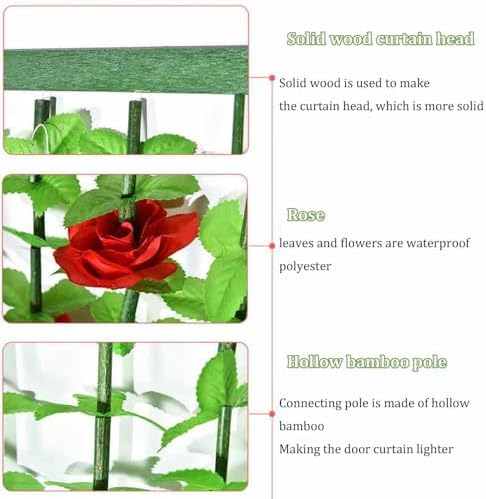 Bamboo Beads Curtain Green Rose 35x71 Room Divider
