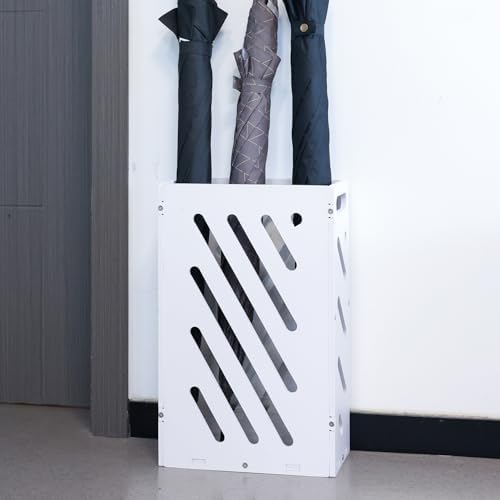 White Rectangle Umbrella Organizer with Drip Tray