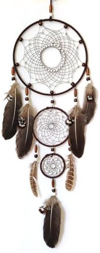Brown Dream Catcher Large Wall Decor Handmade Feathers