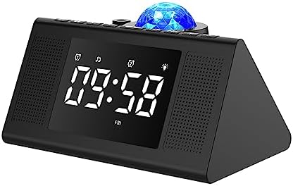 Star Projection Alarm Clock with Bluetooth Speaker and White Noise