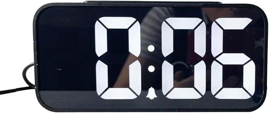 Square LED Single Alarm Clock with Snooze and USB Port