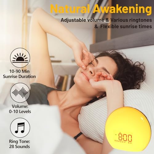 Magicteam Sunrise Alarm Clock with Night Light and Soothing Sounds